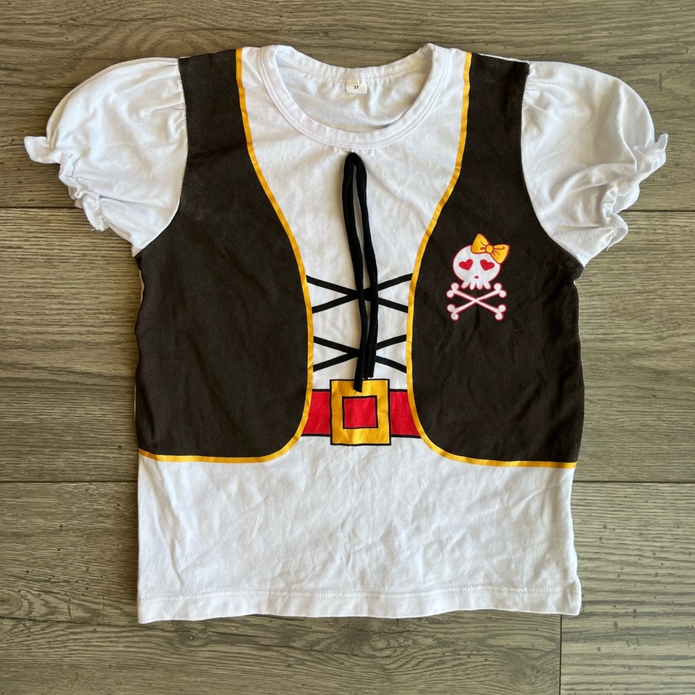 Toddler Girl Pirate Halloween Costume Dress-Up Short Sleeve Shirt Size 3T